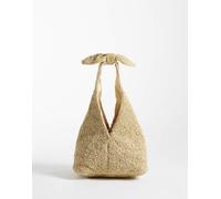 Mango - Borsa da spalla color crema con perline e nodo-Neutro No Size