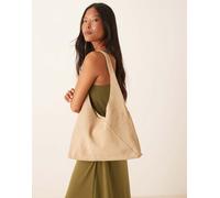 Mango - Borsa da spalla extra larga in camoscio color avena-Bianco No Size