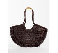 Mango - Borsa da spalla in rafia marrone No Size