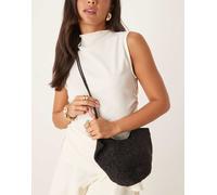 Mango - Borsa nera a tracolla all'uncinetto-Nero No Size