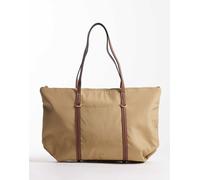 Mango - Borsa shopping classica color cuoio con manici a contrasto-Marrone No Size