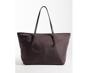 Mango - Borsa shopping color cioccolato-Marrone No Size