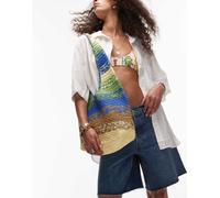 Mango - Borsa shopping grande in rafia verde sfumato No Size