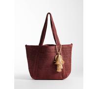 Mango - Borsa shopping in rafia color mora-Rosso No Size