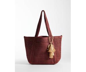 Mango - Borsa shopping in rafia color mora-Rosso No Size