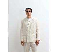 Mango - Boston - Blazer doppiopetto in misto lino écru in coordinato-Neutro 52