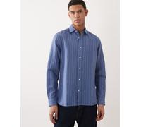 Mango - Camicia a maniche lunghe in misto lino blu a righe M
