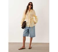Mango - Camicia allacciata in vita giallo pastello XL