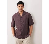 Mango - Camicia bordeaux in misto modal testurizzato a fiori jacquard-Rosso XL