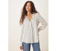 Mango - Camicia comoda beige e nera a righe-Nero M