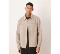 Mango - Camicia giacca in misto lana beige a quadri-Neutro 2XL