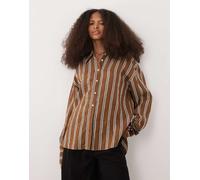 Mango - Camicia oversize classica marrone a righe M