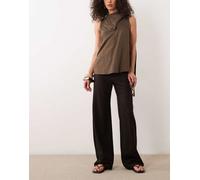Mango - Can - Pantaloni dritti marrone cioccolato in coordinato XL