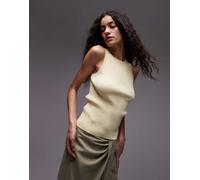 Mango - Canotta in misto lino a costine giallo pallido XS