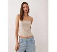 Mango canottiera con finiture in pizzo beige-Neutro S