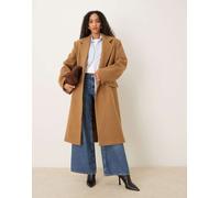 Mango - Capsule - Cappotto midi sartoriale misto lana color cuoio con spalle pronunciate-Marrone M