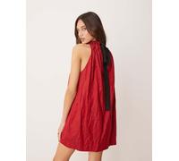 Mango - Capsule - Vestito corto in ramiè color rosso ciliegia XS