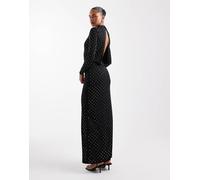 Mango - Capsule - Vestito lungo accollato e a maniche lunghe nero decorato S