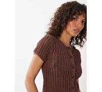 Mango - Cardigan a maniche corte in maglia marrone M
