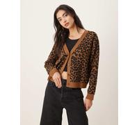 Mango - Cardigan con scollo a V e stampa leopardata-Marrone XS
