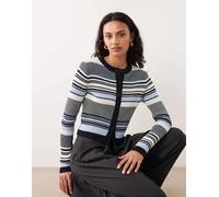 Mango - Cardigan in maglia blu a righe L