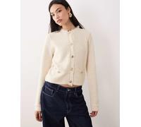 Mango - Cardigan in maglia compatta di misto cotone color crema con bottoni dorati-Bianco M