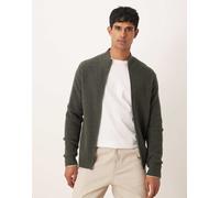 Mango - Cardigan in misto lana verde scuro con chiusura zip L