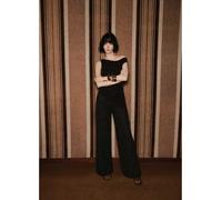 Mango - Carmen - Jeans a fondo ampio in 100% cotone neri con stampa cachemire-Nero 40