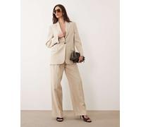 Mango - Casiopea - Pantaloni comodi sartoriali in misto lino beige in coordinato-Neutro 42