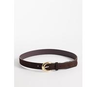 Mango - Cintura classica in 100% camoscio marrone con dettagli in metallo tonalità oro M