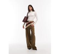 Mango - Clemence - Jeans ampi 100% cotone kaki-Verde 46