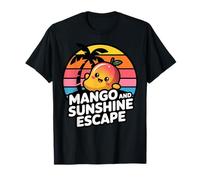 Mango e Sunshine Escape Design per Gli Amanti della Frutta caraibica Maglietta