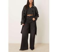 Mango - Elise - Jeans grigi in misto cotone a fondo ampio con pieghe frontali-Grigio 42