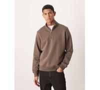 Mango - Felpa marrone accollata con zip corta S