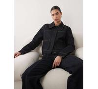 Mango - Giacca corta in denim color indaco con cuciture a contrasto-Blu XL