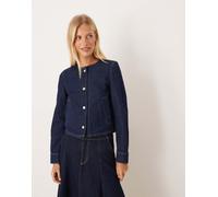 Mango - Giacca di jeans indaco senza colletto-Blu L