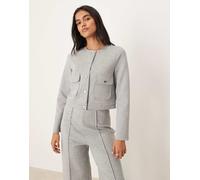 Mango - Giacca in misto cotone morbida al tatto grigia con bottoni dorati in coordinato-Grigio XS