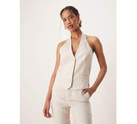 Mango - Gilet in lino écru in coordinato-Marrone L