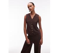 Mango - Gilet marrone con scollo a V e bottoni dorati in coordinato M