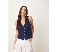 Mango - Gilet morbido in denim indaco con tasche frontali-Blu XS