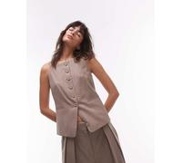 Mango - Gilet stile canottiera marrone con bottoni in coordinato S