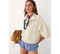 Mango - In collaborazione con Hailey Bieber - Giacca bomber beige con collo a imbuto e zip-Neutro L