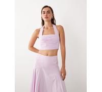 Mango - In collaborazione con Hailey Bieber - Kasha - Crop top allacciato al collo rosa pallido in coordinato XS