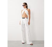 Mango - In collaborazione con Hailey Bieber - Pantaloni dritti sartoriali bianchi con pieghe sul davanti in coordinato-Bianco 40