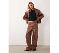 Mango - Jeans ampi in 100% cotone marrone a pois in coordinato 38