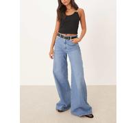 Mango - Jeans blu chiaro in cotone a fondo ampio con pieghe frontali 44