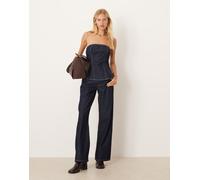 Mango - Jeans dritti blu indaco 100% in cotone in coordinato 42