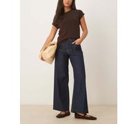 Mango - Jeans dritti in cotone color indaco con pieghe sul davanti e cuciture a contrasto-Blu 48