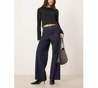 Mango - Jessie - Jeans con fondo ampio in misto cotone color indaco con tasche-Blu 46
