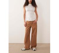 Mango - Julene - Jeans ampi dritti 100% cotone marrone a righe 46